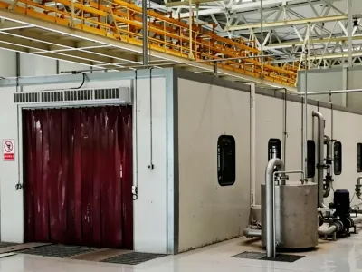 Rain-test and blow-dry booth